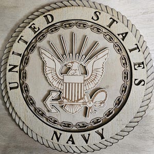 Laser cut 10 inch round Navy wall art