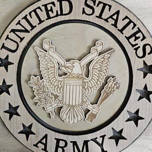 Laser cut 10 inch round Army wall art