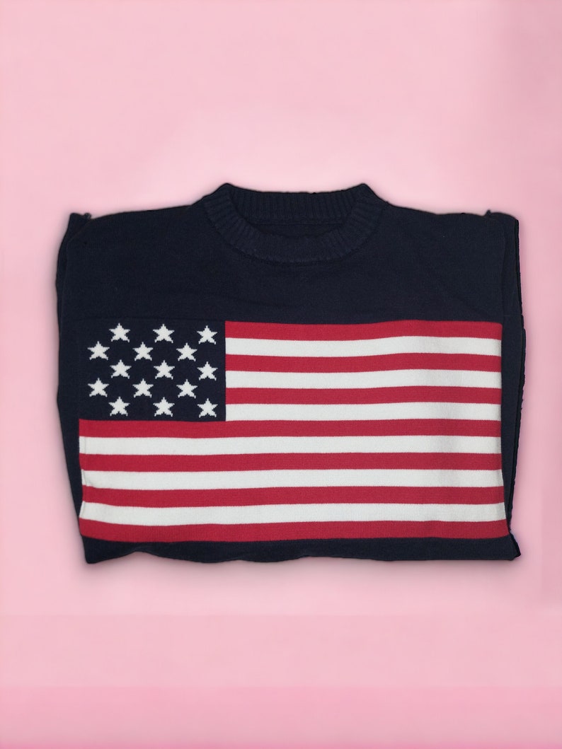USA Flag Sweater ,american Flag Sweatshirt, Embroidered US Patriotic ...