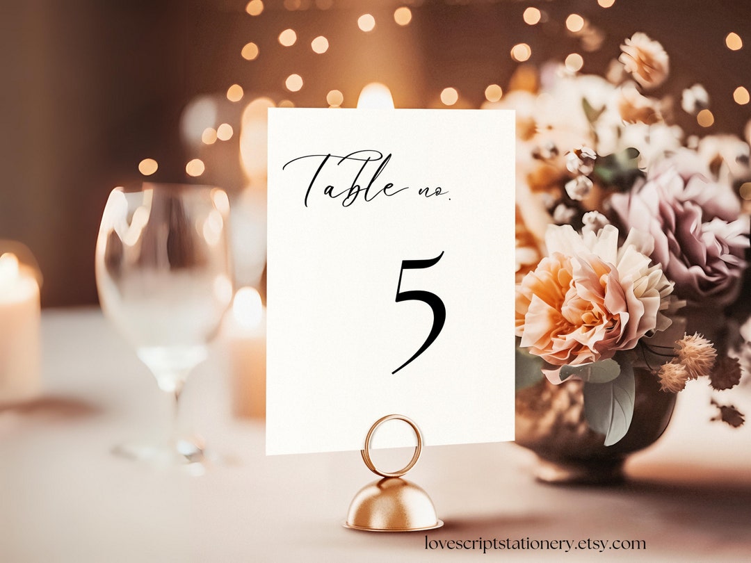 Table Number Banner Design Elegant Table Number Template, Modern Table Number Sign Printable ...