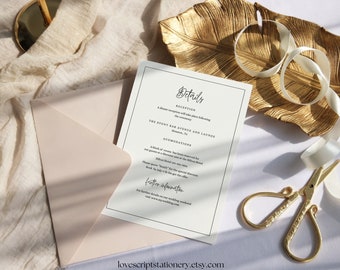 Plantilla de tarjeta de detalles de boda moderna / Tarjeta de inserción de invitación editable / Tarjeta de detalles imprimible / Tarjeta de recinto minimalista / Tarjeta de información/