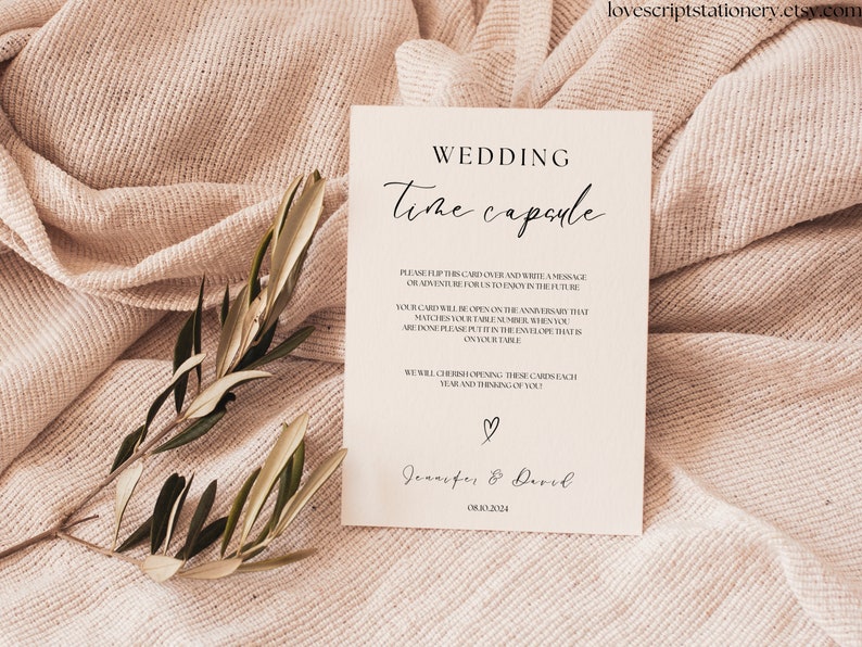 Wedding Time Capsule Sign Template| Message for Mr and Mrs| Wedding ...