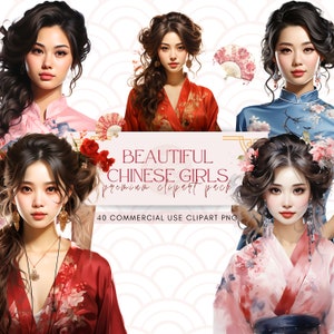 Nouvel An chinois Belles filles Clipart, Jolies filles asiatiques en vêtements traditionnels, Tenue culturelle PNG, 2024 Vacances du Nouvel An lunaire PNG