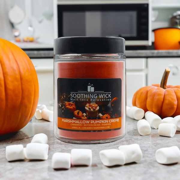 Luxury Scented Candle - Marshmallow Pumpkin Crème | Cinnamon & Vanilla Spice | 9oz Hand Poured Candle | Great Gift for Any Occasion