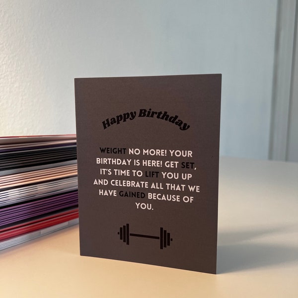 Punny weight lifting birthday card | gym birthday card | for him or her