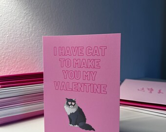 Punny Cat Valentine's Day Card | for him or her