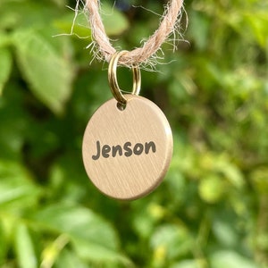 Custom Cat Tag, Cat Collar Tag, Laser Engraved Pet Tag, Custom Pet Tag, Durable Pet ID Tag, Pure Brass, 20mm, Smooth Edge, Name & Phone