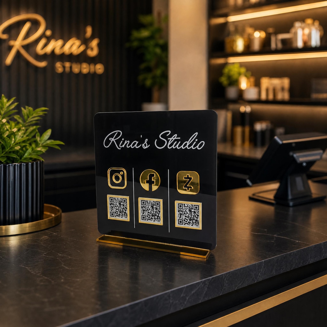 Qr Code Sign For Store Example Custom Multi QR Code Business Sign | Social Media Payment Sign for Pop ...