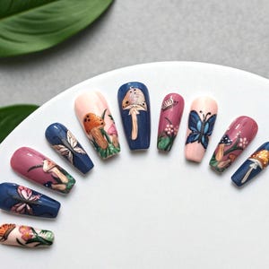 Whimsical Mushroom Garden Press-on Nails