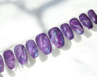 Marble Swirl Custom Press on nails, reusable gel nails