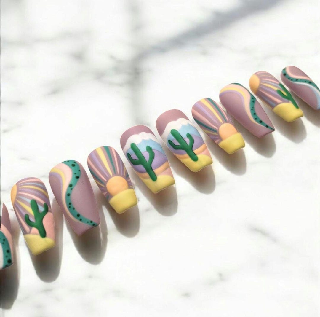 Desert Sunset Gel Nails 2025