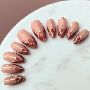 Glass French Nails - Etsy