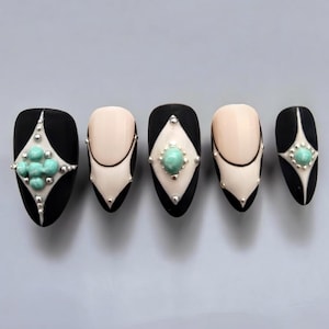 Western Turquoise Studded press-on nails