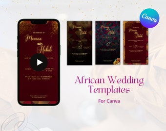 African Wedding Invitations Set - 1 Video and 3 Static Designs