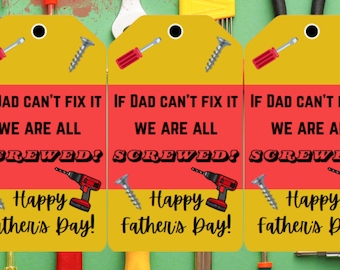 Father's day tool tags, father's day tags, dad gift, without dad we are screwed, dad gift tags, happy father's day, instant download tags
