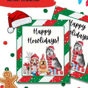 Christmas dog printable tags, Christmas tags, Happy Howlidays tags, dog Christmas, instant download tags, Santa gift tags, Christmas