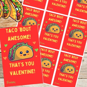 Taco valentine cards, printable valentine cards, digital valentines, taco valentines, taco, student valentine cards