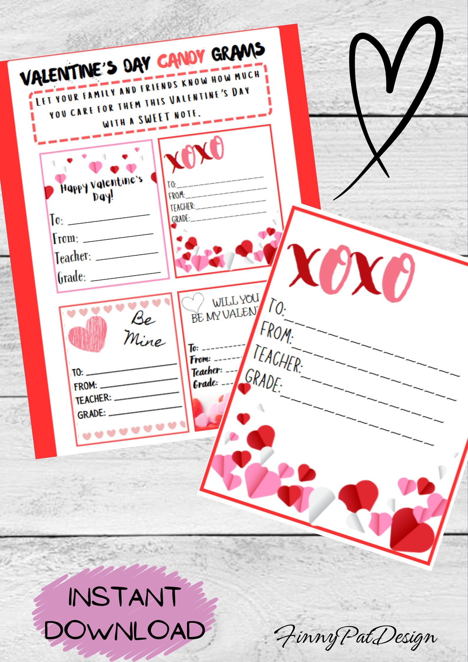 Printable Valentine's Tags, Printable Valentine's Cards, Valentine's ...