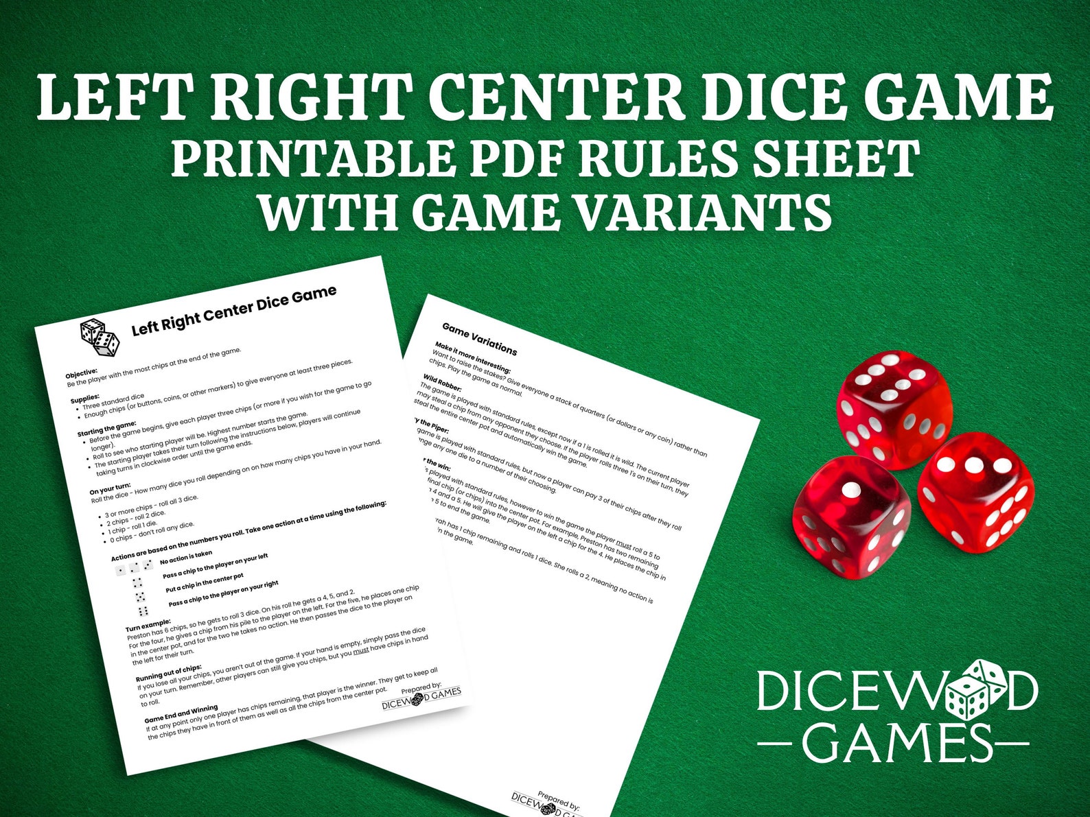 Left Right Center Rules Printable Left Right Center Instructions Left 