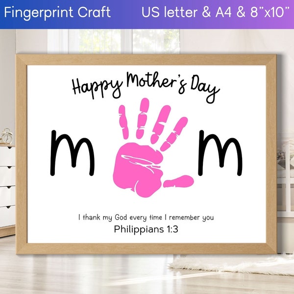 Christian mother's day handprint craft, gift from children, daughter, son, toddler, easy DIY craft for mom, cute meaningful keepsake gift