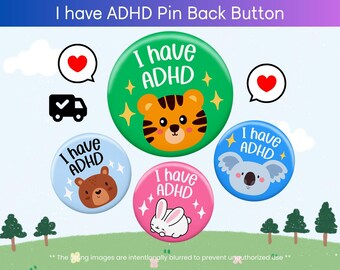 I Have ADHD Pin: Medical Awareness Button, Disability Aid
