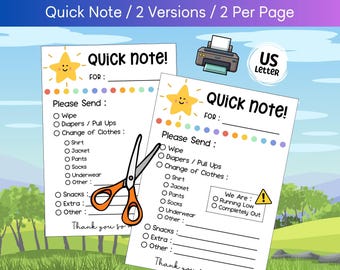 Nota rapida di Daycare Star: Scheda di comunicazione con i genitori (download digitale)