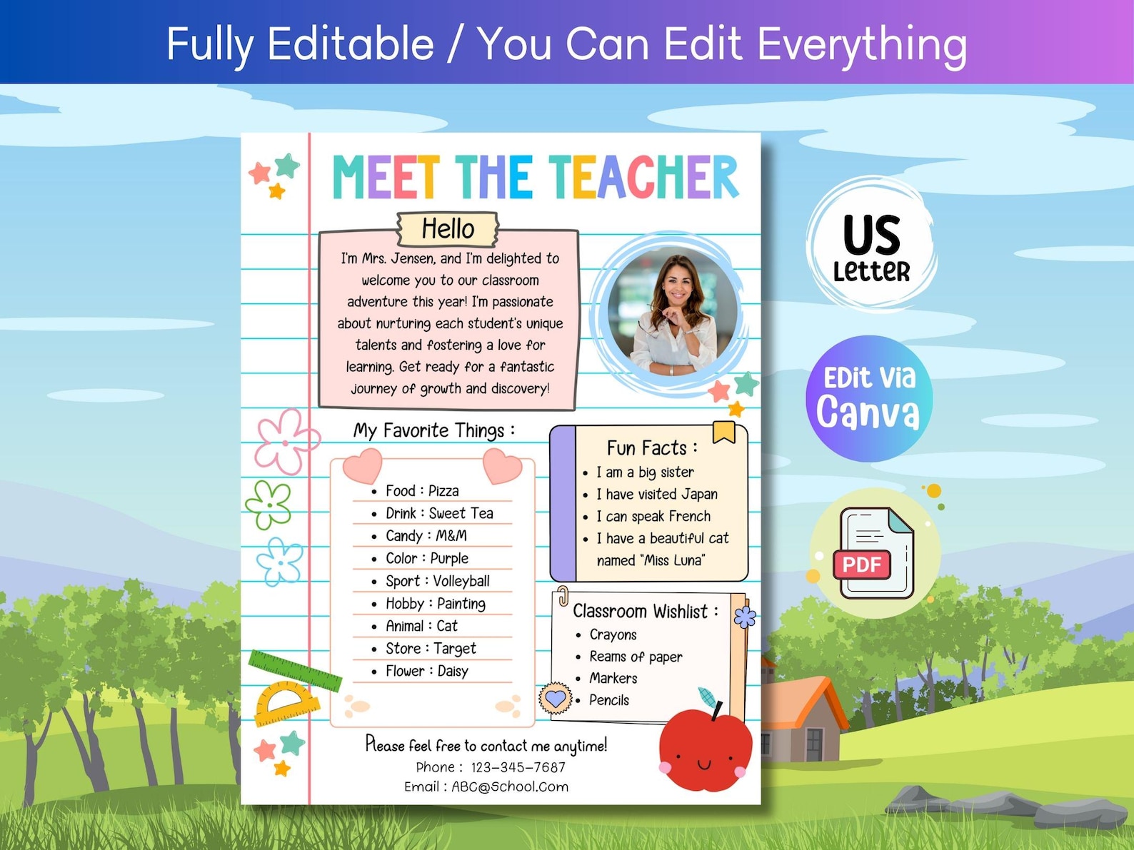 Cute Meet the Teacher Editable Template for Classroom, Teacher Flyer ...