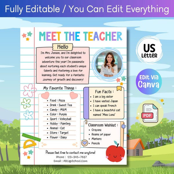 Meet the Teacher Template - Etsy