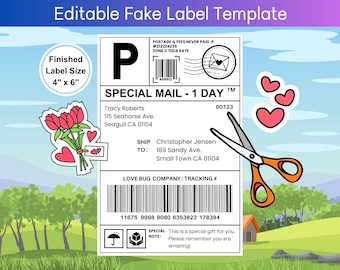 Editable Prank Shipping Label Template: Fun Gift Box Label (4x6, Digital Download)