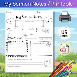 Printable Sermon Notes Worksheet: Teen & Kid Bible Study (PDF)