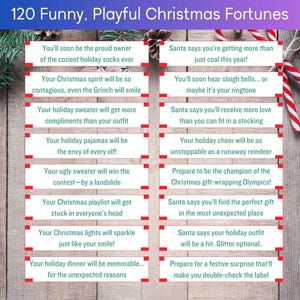 120 mensajes positivos y divertidos de galletas de la suerte para Navidad, mensajes de fortuna alentadores para juegos de fiesta, oficina, compañeros de trabajo, trabajo en equipo, romper el hielo