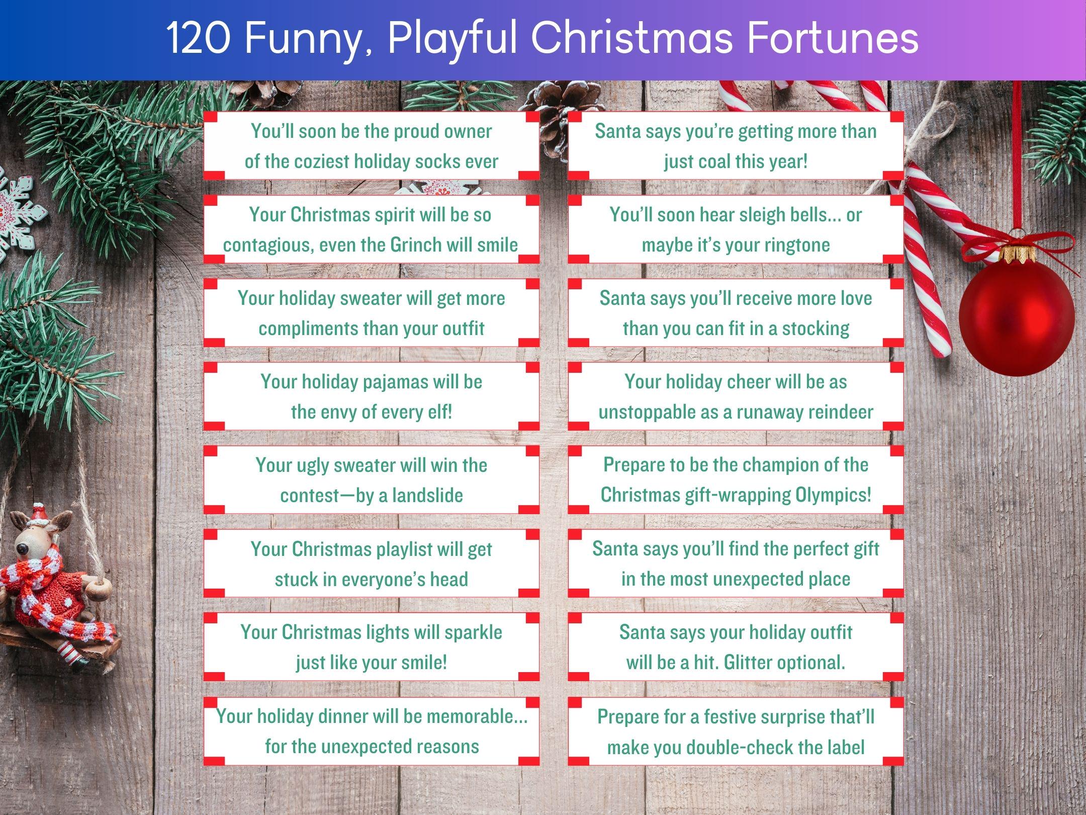 120 christmas fortune cookie messages: fun holiday party game (pdf