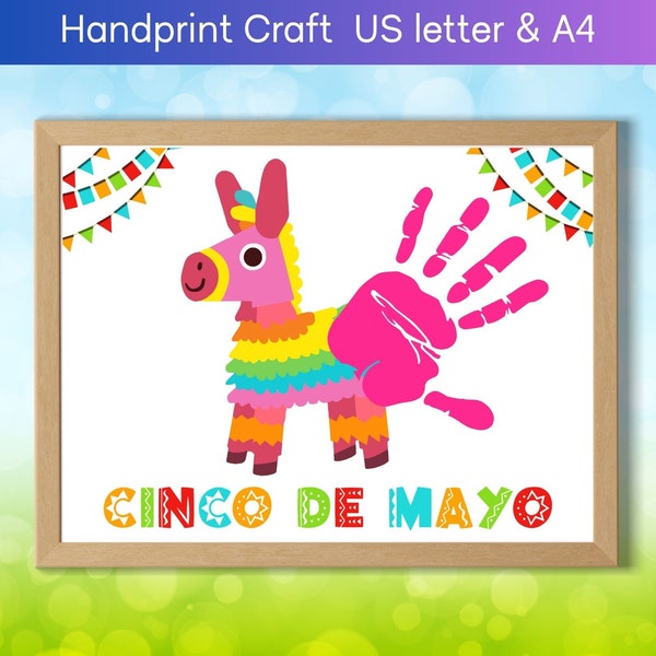 Cinco De Mayo DIY kids craft, handprint art for baby toddler PreK, Homeschool Student, Mexican Printable art, Fiesta art keepsake from kid