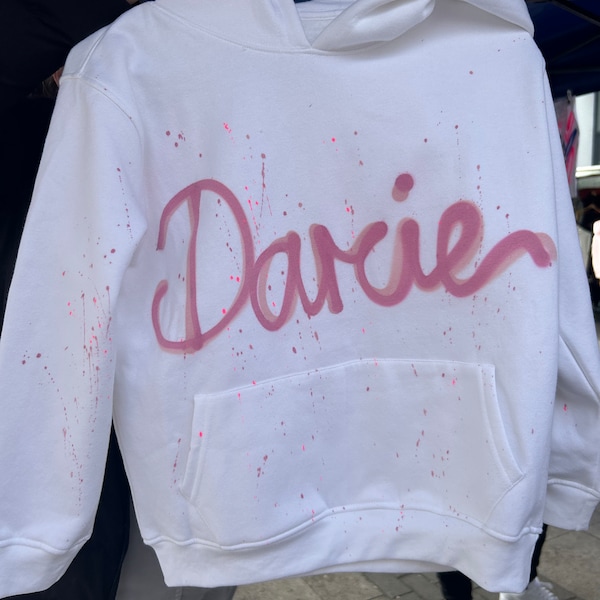 Children’s spray painted personalised hoodies