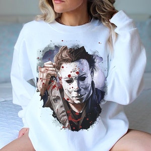 Vintage Horror Movie Shirt Michael Myers Halloween Tee Shirt Sweatshirt Hoodie, Retro Halloween Sweatshirt, Horror Film Graphic Tee Shirt