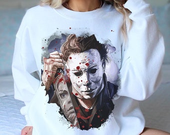 Camiseta de película de terror vintage, camiseta de Halloween de Michael Myers, sudadera con capucha, sudadera retro de Halloween, camiseta con gráficos de película de terror
