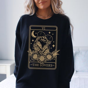 The Lovers Sweatshirt, tarotkaart hoodie, skelet liefhebbers mystieke tarotkaart T-shirt sweatshirt, tarotkaart liefhebbers Halloween dag shirt