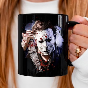Horror Movie Coffee Mug, Retro Michael Myers Halloween Thriller Coffee Mug, Vintage Scary Movie Horror Mug, Holiday Horror Spooky Season Mug