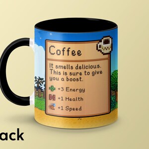 Taza de café de Stardew Valley, juego de Stardew Valley, regalo de taza de café de Stardew Valley, taza de Stardew Valley, estadísticas de café, taza de videojuego, taza de jugador imagen 6