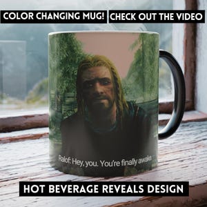Skyrim Hey You&#39;re Finally Awake Color Changing Magic Mug, Skyrim Coffee Mug, Gamer Mug, Elder Scrolls Mug, Skyrim Magic Mug, Gamer Xmas Gift