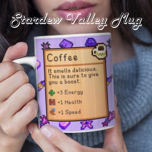 Stardew Valley Coffee Mug, Stardew Valley Game, Stardew Valley Coffee Mug Gift, Stardew Valley Cup, Coffee Stats, Video Game Mug, Gamer Mug