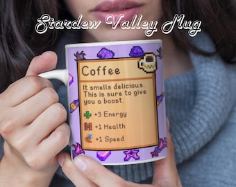 Stardew Valley Kaffeebecher, Stardew Valley Spiel, Stardew Valley Kaffeebecher Geschenk, Stardew Valley Tasse, Coffee Stats, Videospielbecher, Gamerbecher