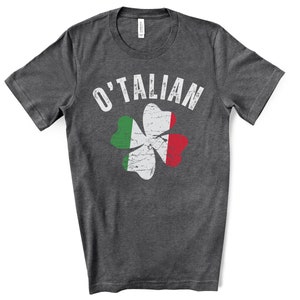 Funny Irish Italian Shirt, O&#39;Talian St Patricks Day Shirt, Four leaf Clover Shamrock Italian Flag Tshirt Sweatshirt Long Sleeve, Italy Shirt