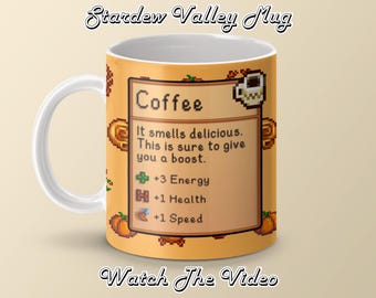 Stardew Valley Kaffeebecher, Stardew Valley Spiel, Stardew Valley Kaffeebecher Geschenk, Stardew Valley Tasse, Coffee Stats, Videospielbecher, Gamerbecher