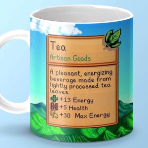 Stardew Valley Coffee Mug, Stardew Valley Tea Stats Mug, Stardew Valley Coffee Cup, Stardew Valley Tea Cup, Video Gamer Birthday Xmas Gift