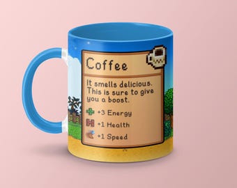 Stardew Valley Kaffeebecher, Stardew Valley Spiel, Stardew Valley Kaffeebecher Geschenk, Stardew Valley Tasse, Coffee Stats, Videospielbecher, Gamerbecher