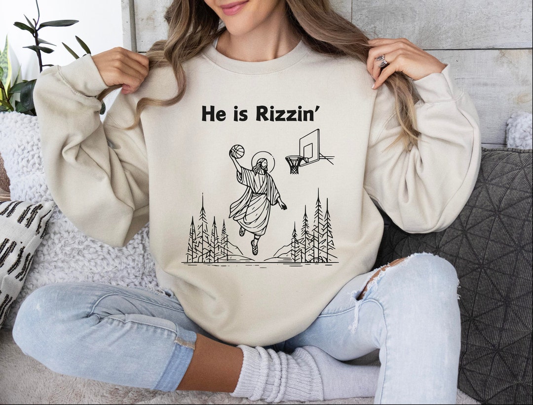 He is Risen Funny Easter Shirt of Jesus Playing Basketball, Retro Y2K ...