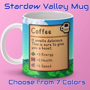 Stardew Valley Coffee Mug, Stardew Valley Game Coffee Mug Gift, Stardew Valley Tea Cup Coffee Stats Video Game Mug, Gamer Mug, Gamer Gift