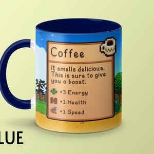Taza de café de Stardew Valley, juego de Stardew Valley, regalo de taza de café de Stardew Valley, taza de Stardew Valley, estadísticas de café, taza de videojuego, taza de jugador imagen 8