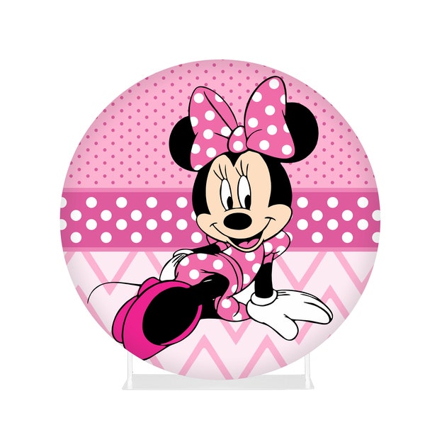 Round Fabric Backdrop - Minnie Mouse